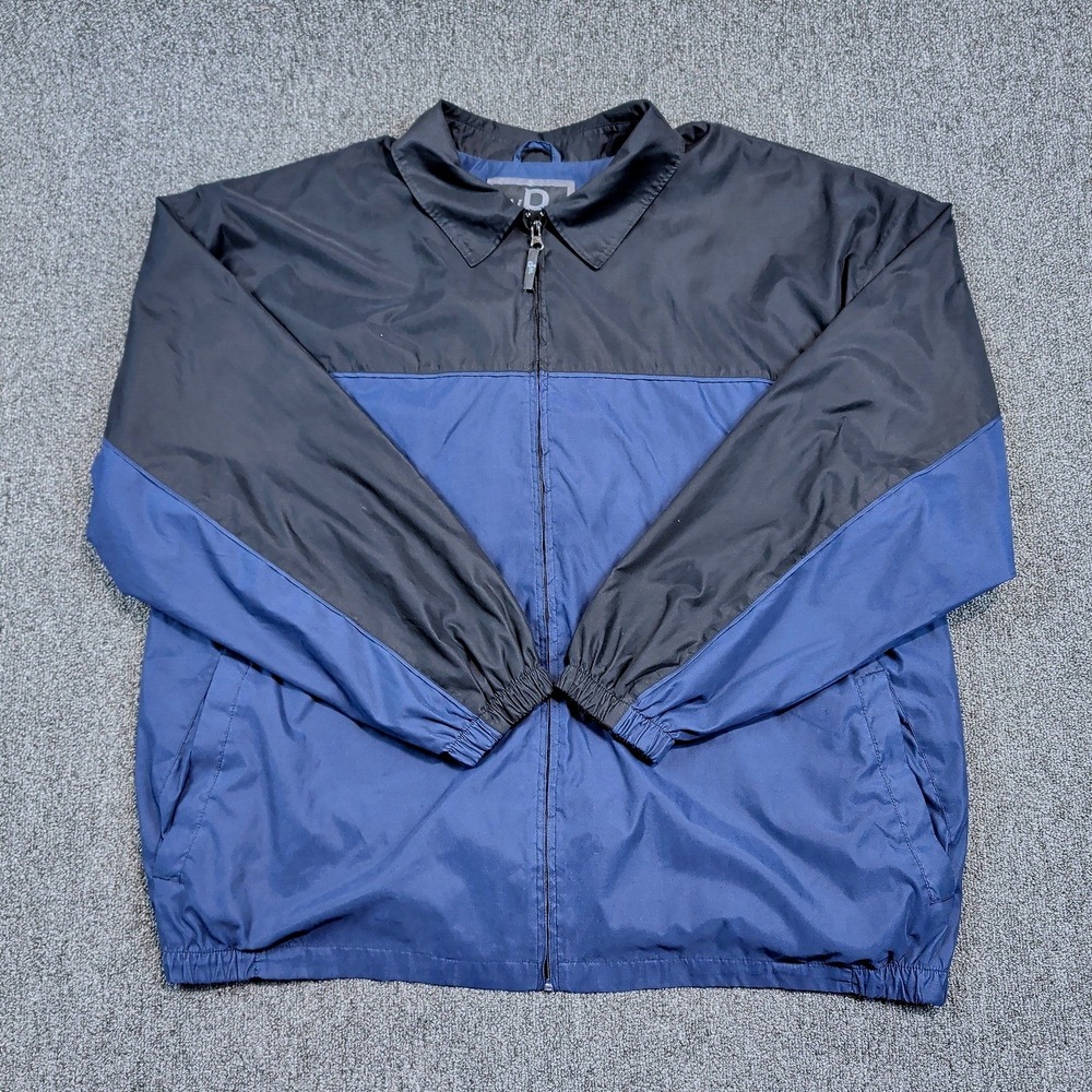 Weatherproof Vintage Windbreaker XXL‎ Mens Navy Grey Colorblock Full Zip Jacket